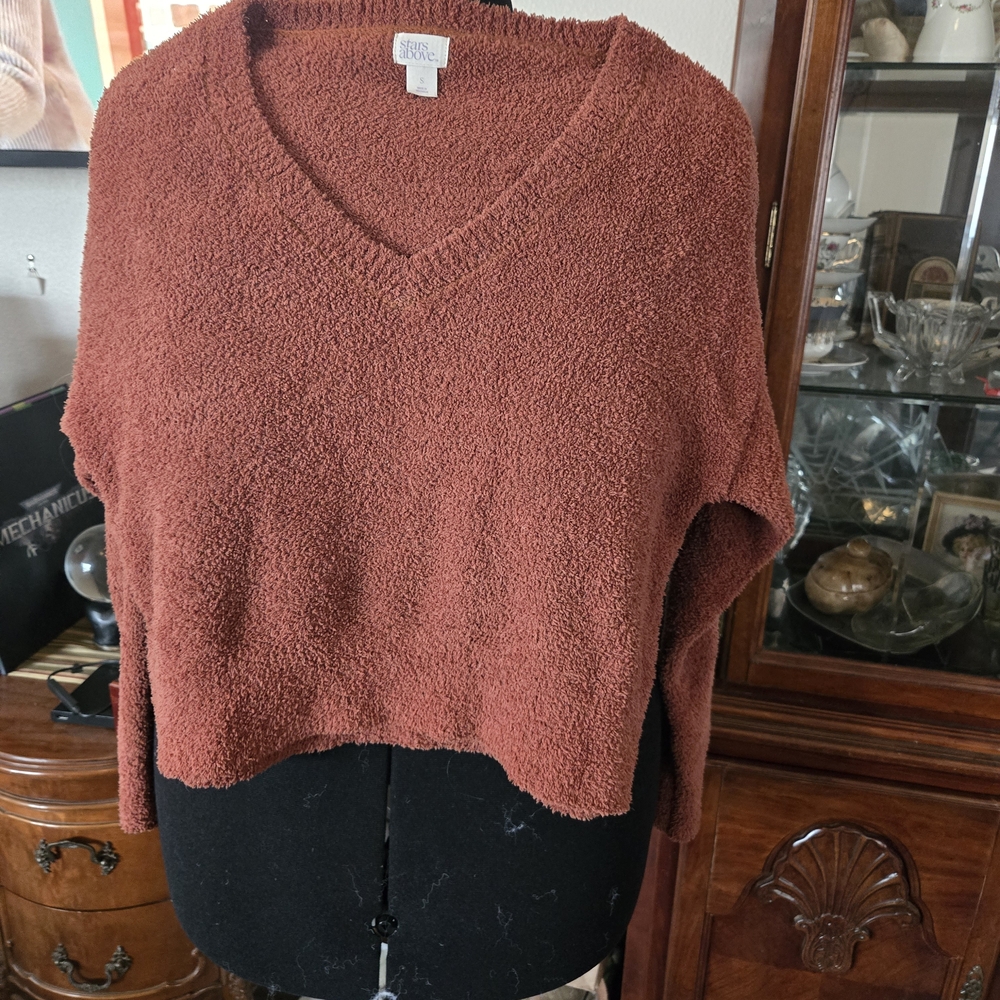 Stars Above Women's V-Neck Crop Sweater in Rust